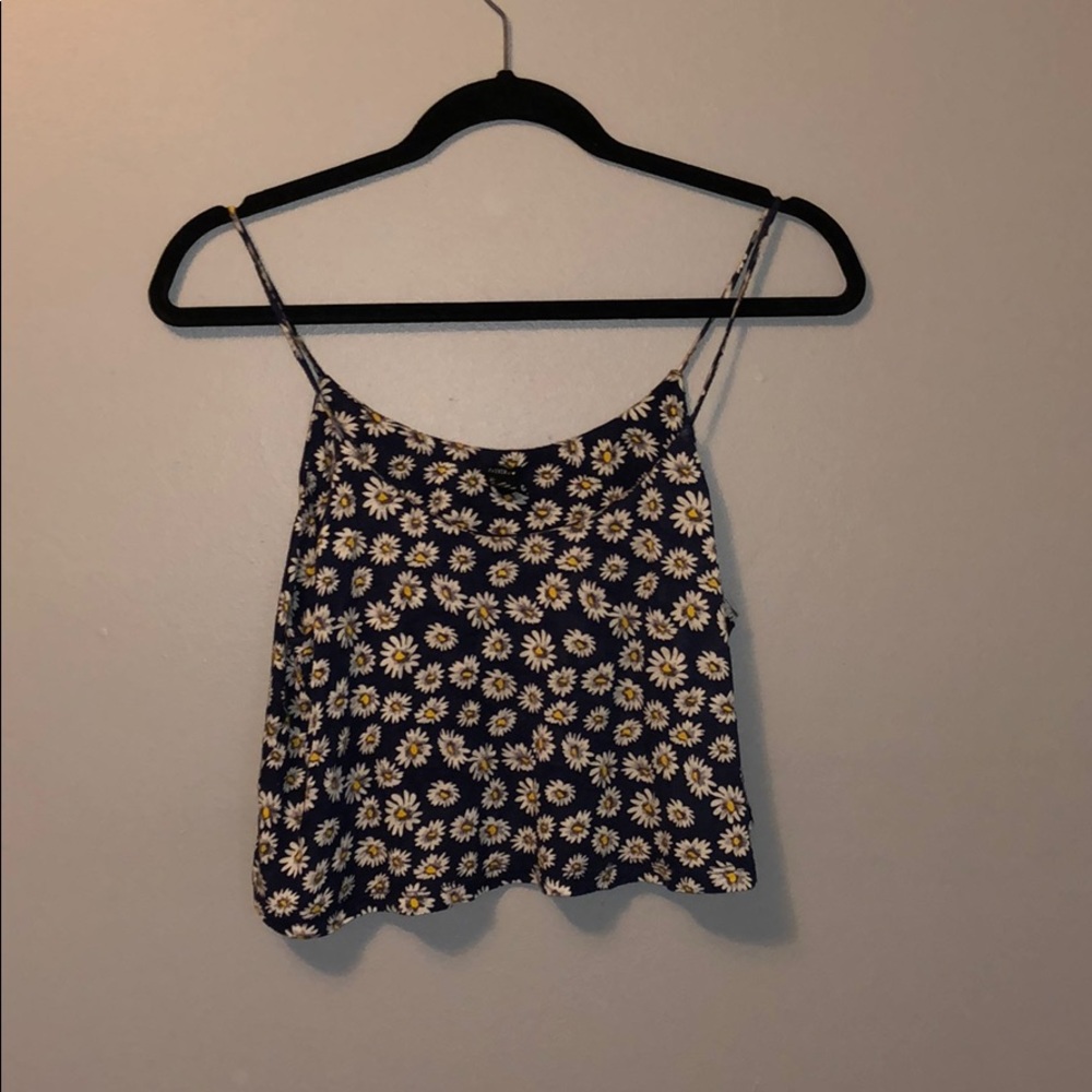 cropped navy daisy tank top